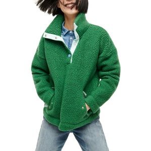 NWT J. Crew Snap-collar sherpa sweatshirt